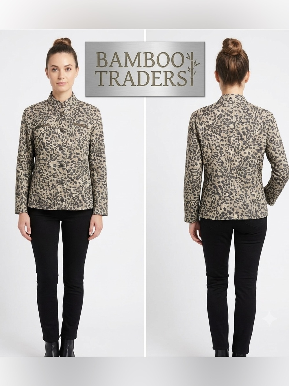 Bamboo Traders Animal Print Snap Front Jacket Small